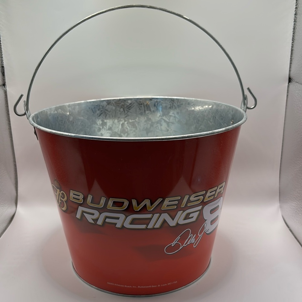 Budweiser Racing Dale Jr Red Bucket with Silver Handle‎